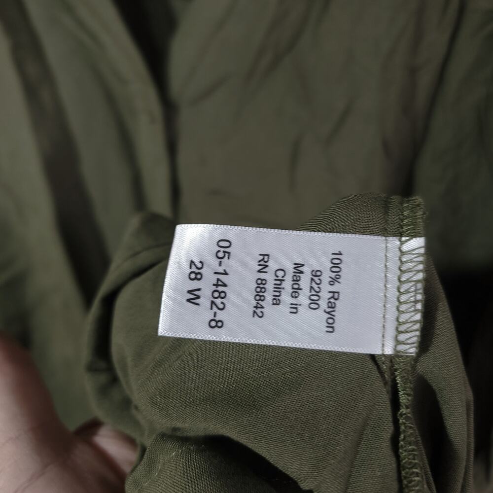 Romans Dress Size 28 W Button Down Womans Green Olive Army Summer Short Sleeve - Picture 4 of 6